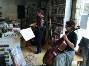 Sue-Ellen Paulsen plays Saint-Saens' The Swan at the Hobart Book Shop launch of A Distant Prospect, 12 February 2013.